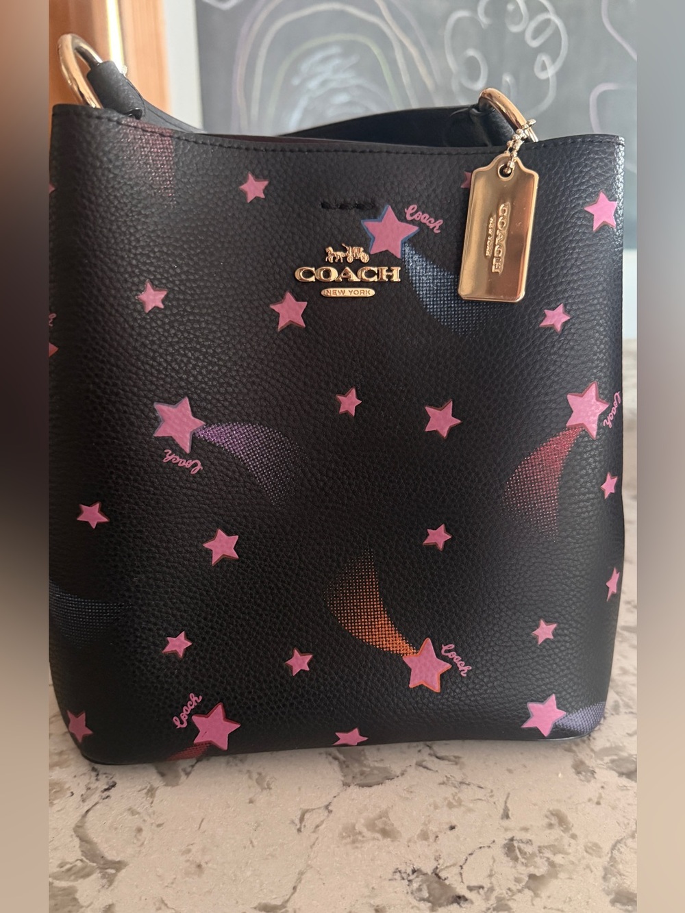Coach Sm Town Bucket Bag. Leather Shooting Stars M2181 C7245 Beautiful!